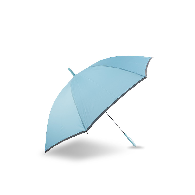 Malý svieži svetlomodrý pongee, s reflexným pásikom Rovný dáždnik-0E6B0037