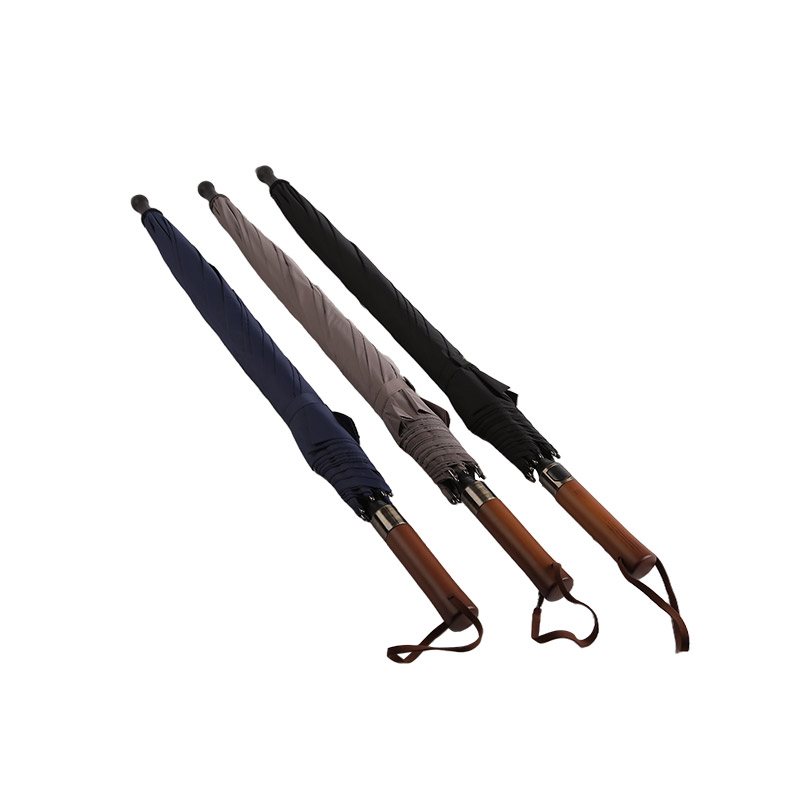 Čierny špičkový dáždnik Pongee Straight-0E6B0213