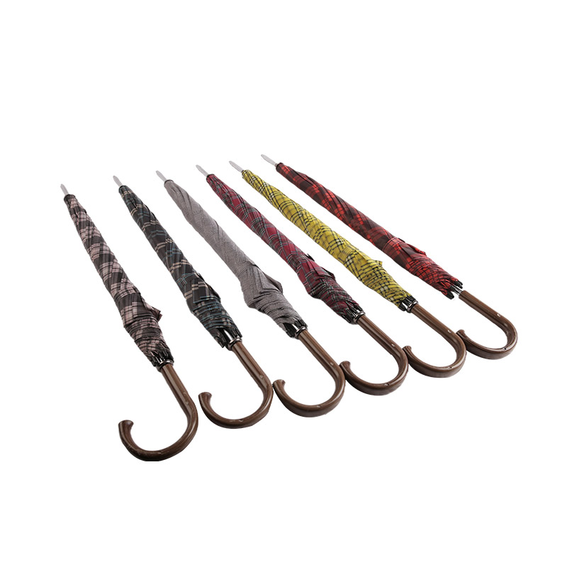 Červený kockovaný študentský duch polyesterový rovný dáždnik-0E6B0329