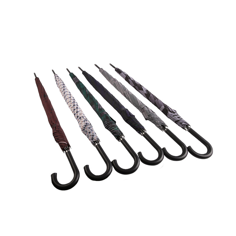 Tmavosivý kockovaný dáždnik Pongee Straight-0E6B0351