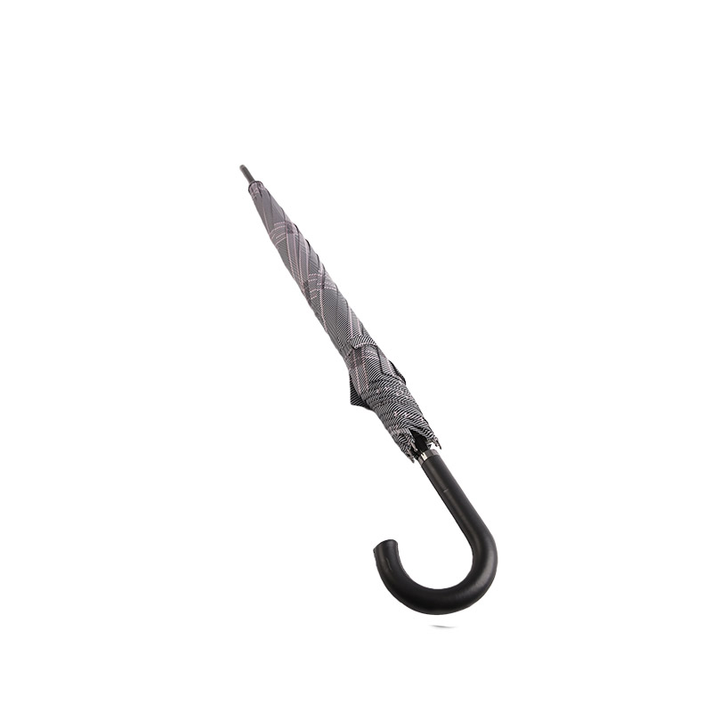 Tmavosivý kockovaný dáždnik Pongee Straight-0E6B0351