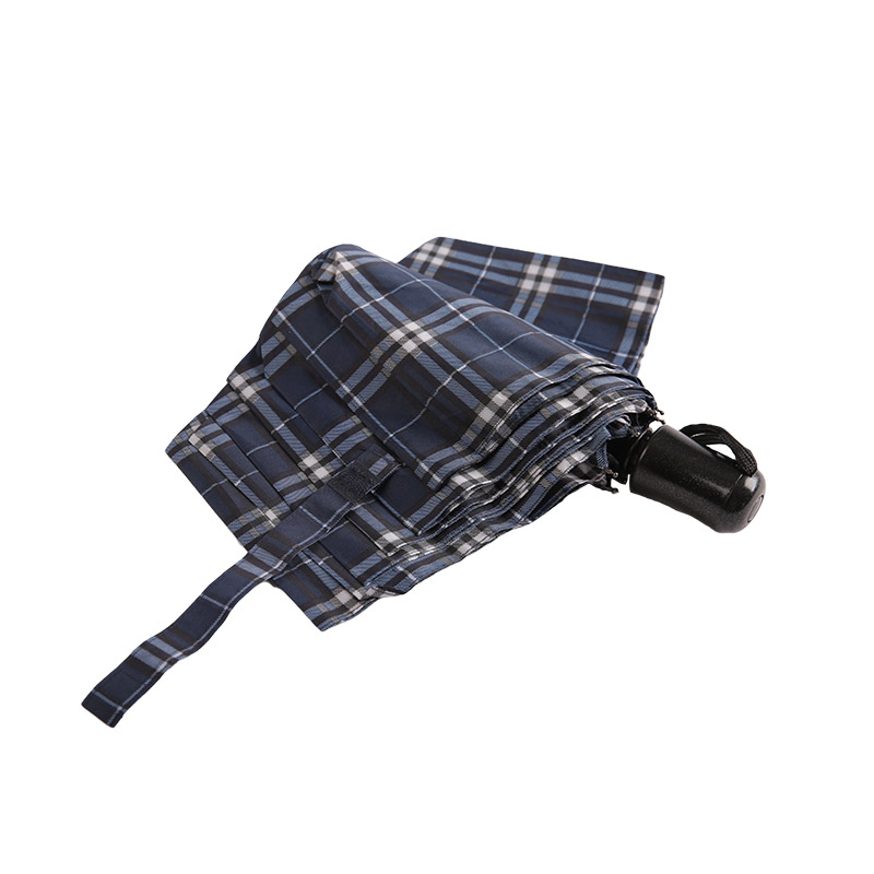 Striped Lattice Shrink Pongee Trojzložkový dáždnik-0E6B0432