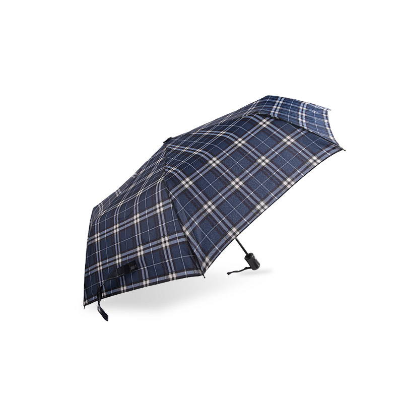 Striped Lattice Shrink Pongee Trojzložkový dáždnik-0E6B0432