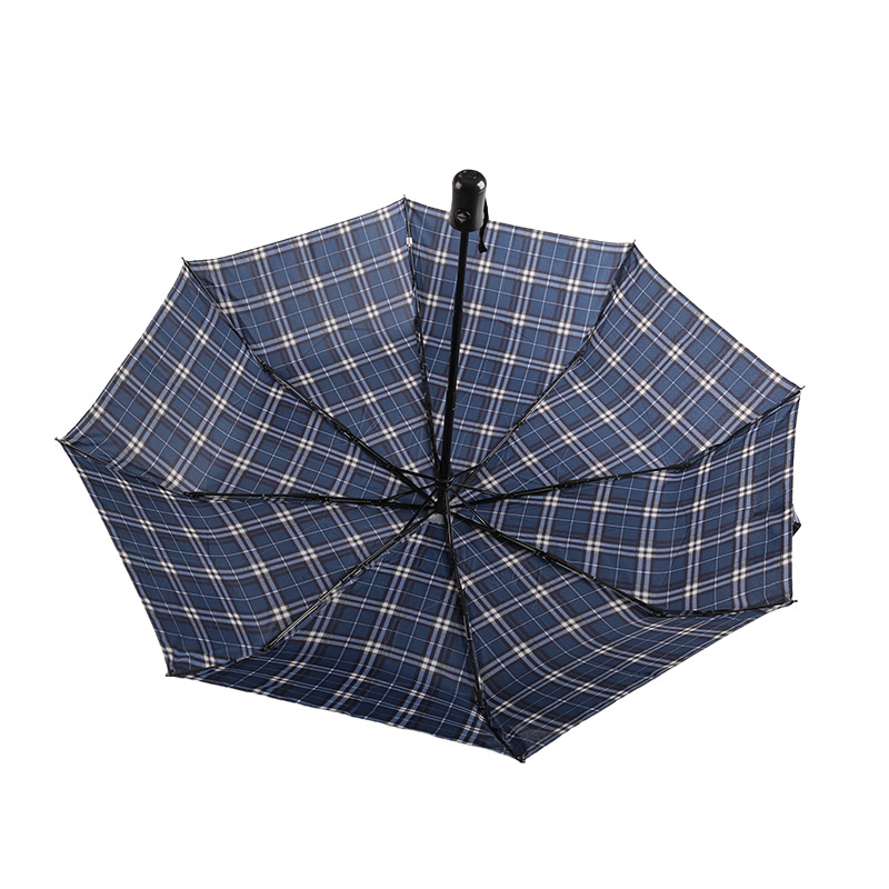 Striped Lattice Shrink Pongee Trojzložkový dáždnik-0E6B0432