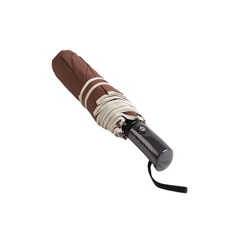 Business Style Coffee Pongee Trojzložkový dáždnik-0E6B0471