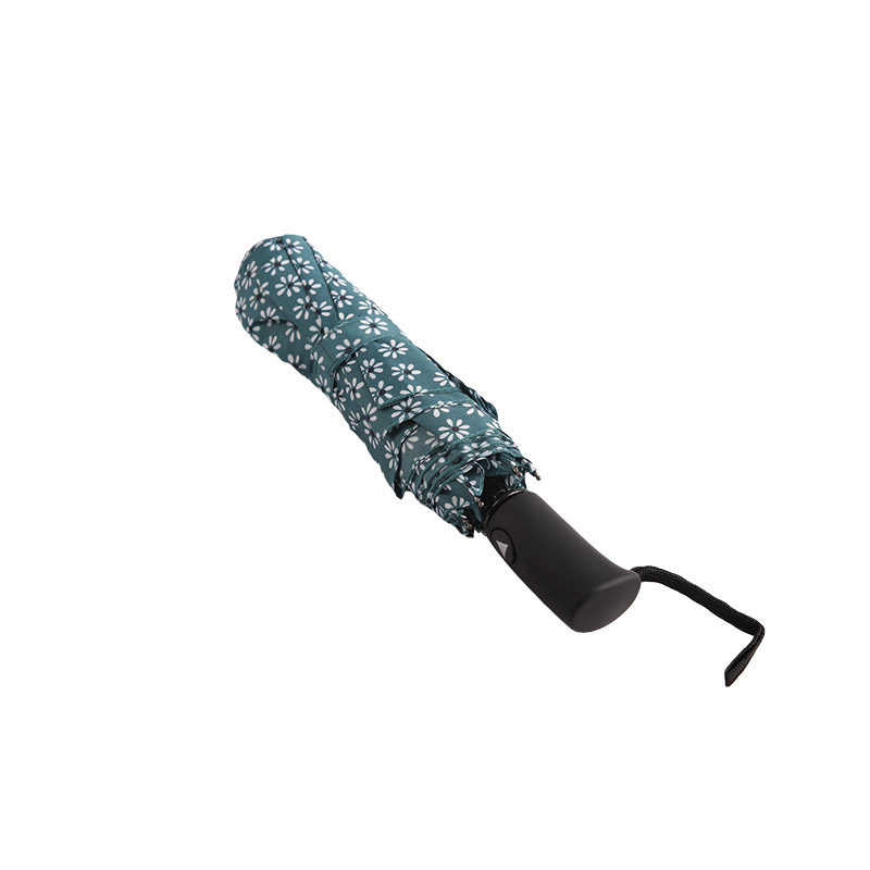 Zelený Fresh Floral Pongee Trojzložkový dáždnik-0E6B0512