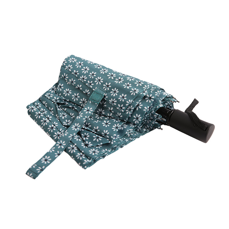 Zelený Fresh Floral Pongee Trojzložkový dáždnik-0E6B0512