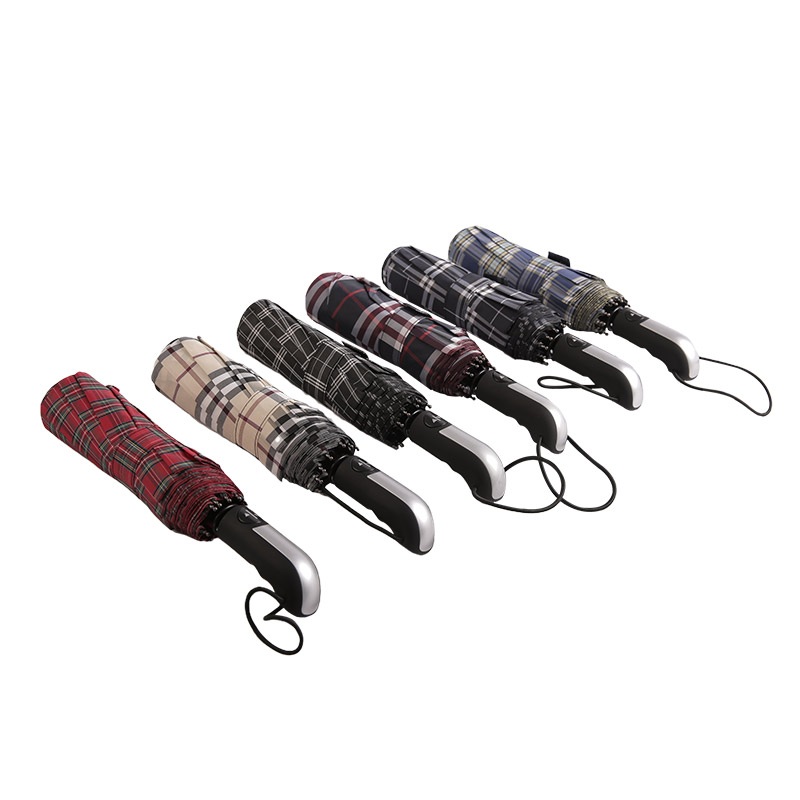 Tmavý pruhovaný pléd Pongee Trojzložkový dáždnik-0E6B0533