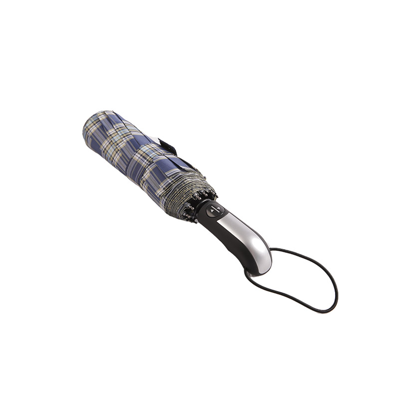 Tmavý pruhovaný pléd Pongee Trojzložkový dáždnik-0E6B0533