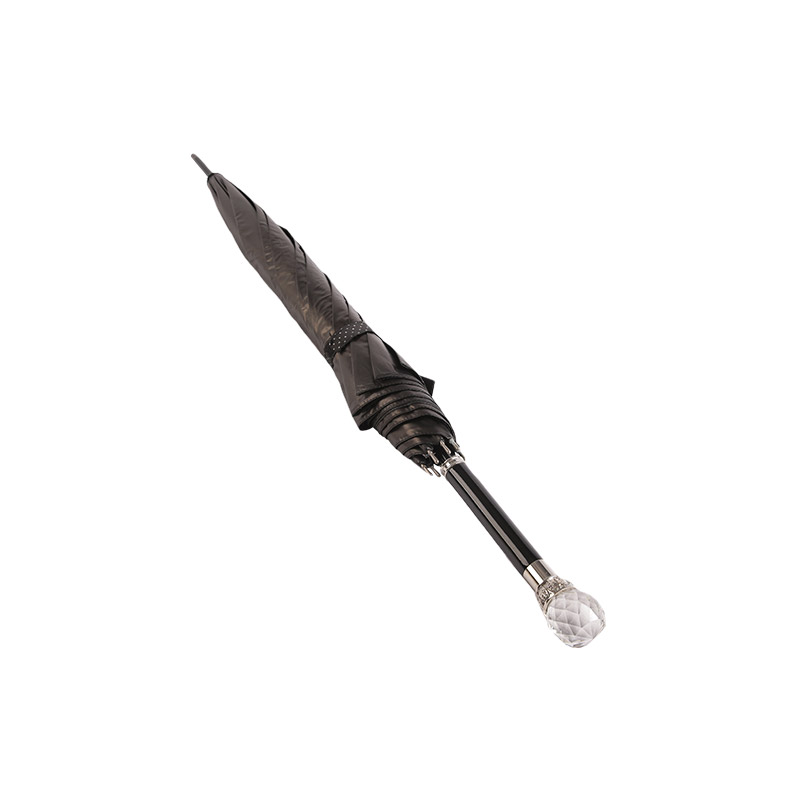 Atmosférická rukoväť Pongee s čiernym potiahnutým priamym dáždnikom-0E6B0733